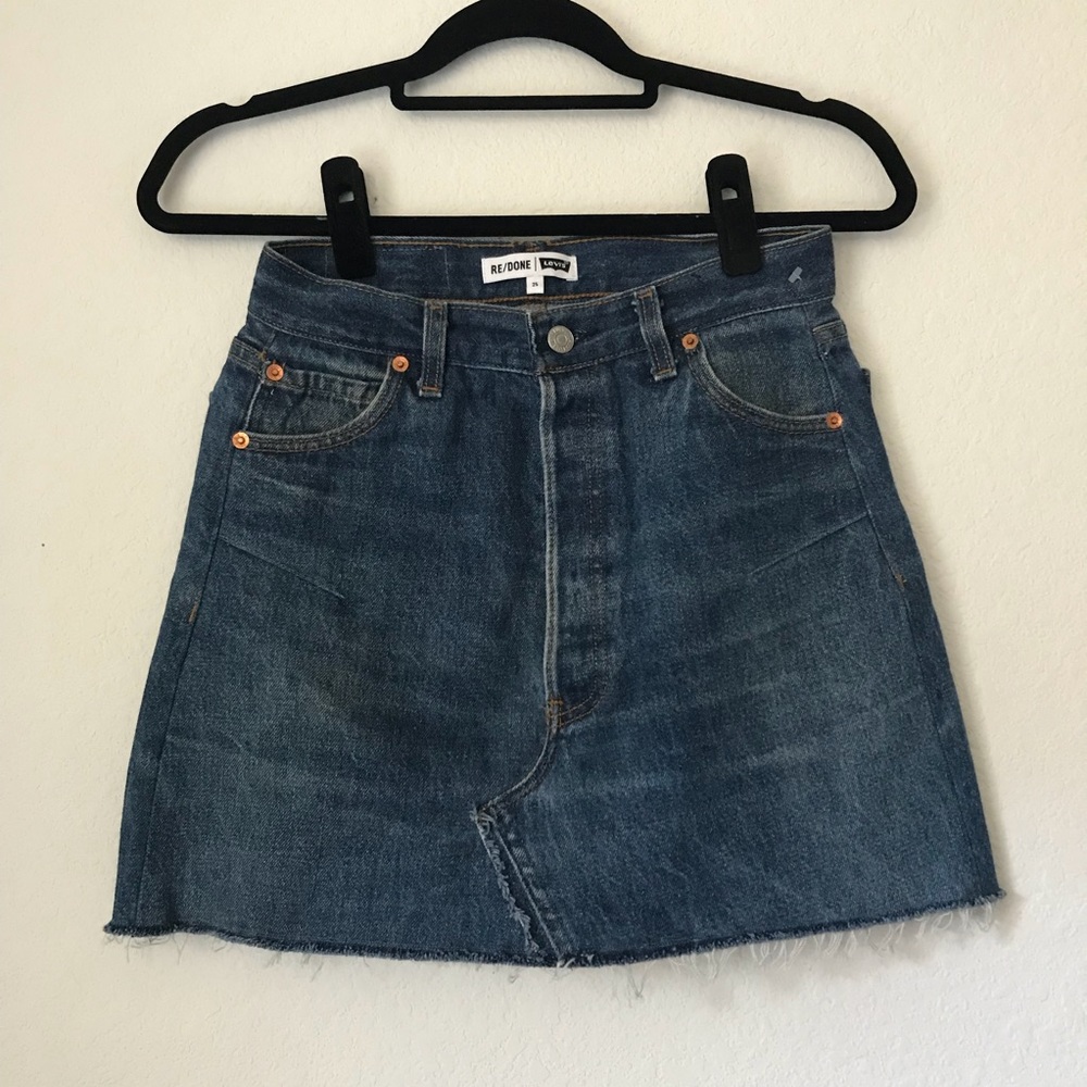 RE/DONE HIGH RISE A LINE LEVIS SKIRT SIZE 25